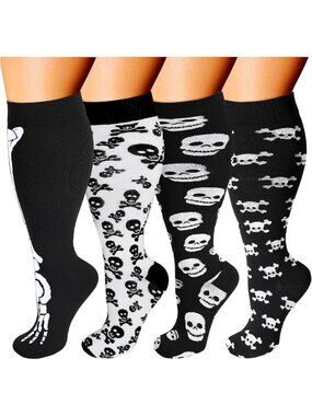 XX-Large Skull Compression Socks for Men & Women - 20-30 mmHg Knee High